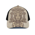 Ancient Mayan Statue Print Black Mesh Trucker Hat