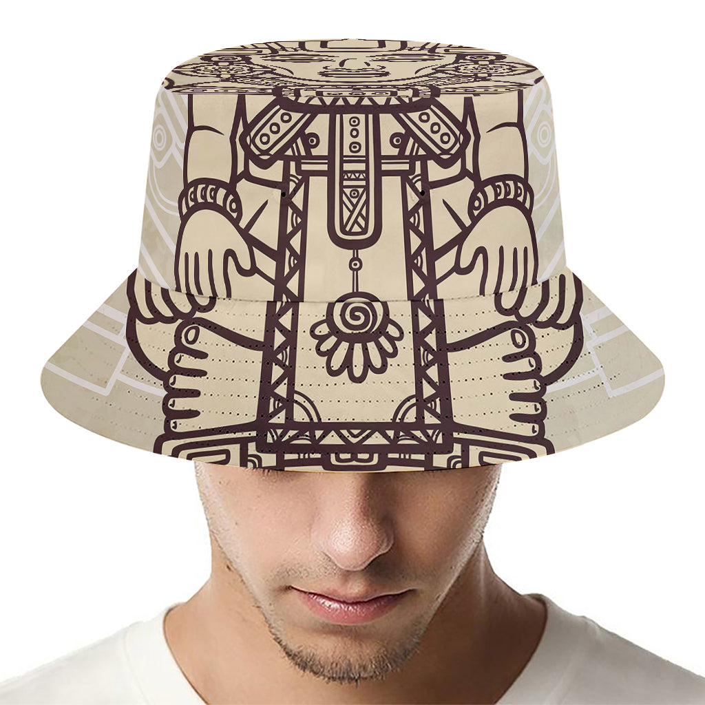 Ancient Mayan Statue Print Bucket Hat