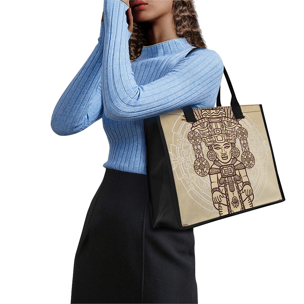 Ancient Mayan Statue Print Canvas Tote Bag