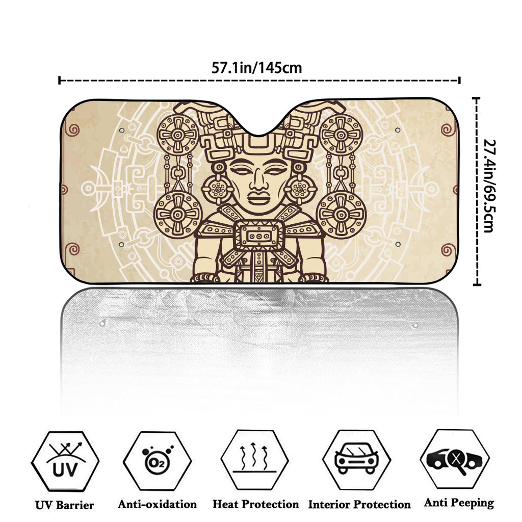 Ancient Mayan Statue Print Car Windshield Sun Shade