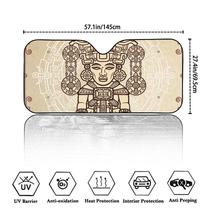 Ancient Mayan Statue Print Car Windshield Sun Shade