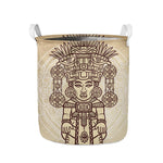 Ancient Mayan Statue Print Collapsible Laundry Basket