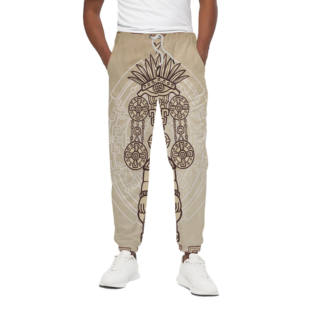 Ancient Mayan Statue Print Cotton Pants