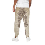 Ancient Mayan Statue Print Cotton Pants