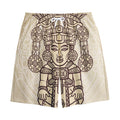 Ancient Mayan Statue Print Cotton Shorts