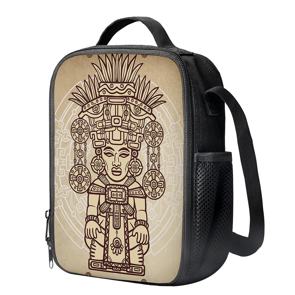 Ancient Mayan Statue Print Crossbody Lunch Bag