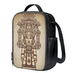 Ancient Mayan Statue Print Crossbody Lunch Bag