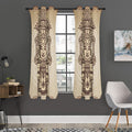 Ancient Mayan Statue Print Grommet Curtain Panels