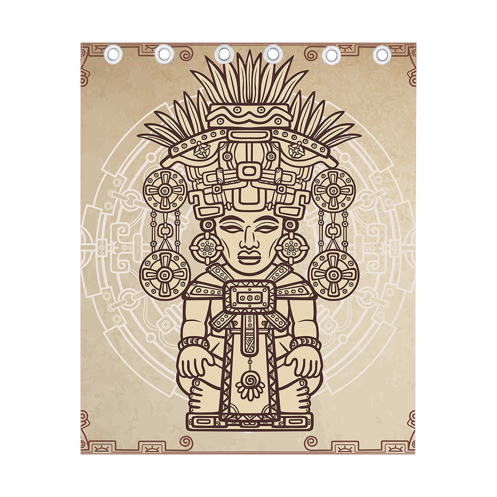 Ancient Mayan Statue Print Curtain