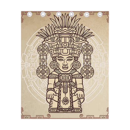 Ancient Mayan Statue Print Curtain