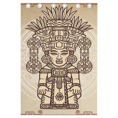 Ancient Mayan Statue Print Curtain
