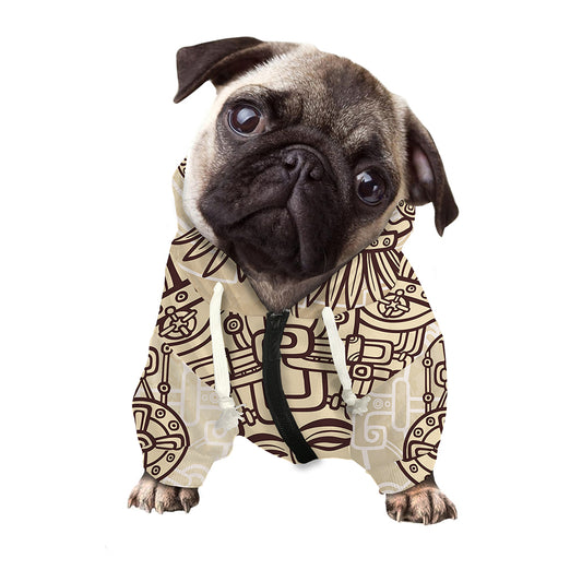 Ancient Mayan Statue Print Dog Zip Up Hoodie