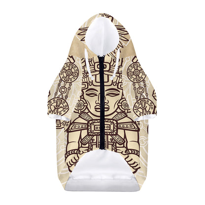 Ancient Mayan Statue Print Dog Zip Up Hoodie