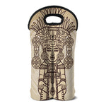 Ancient Mayan Statue Print Double Neoprene Wine Tote