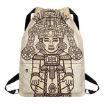 Ancient Mayan Statue Print Drawstring Backpack