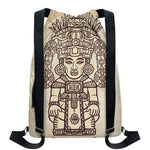 Ancient Mayan Statue Print Drawstring Backpack