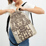 Ancient Mayan Statue Print Drawstring Backpack