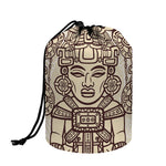 Ancient Mayan Statue Print Drawstring Makeup Bag