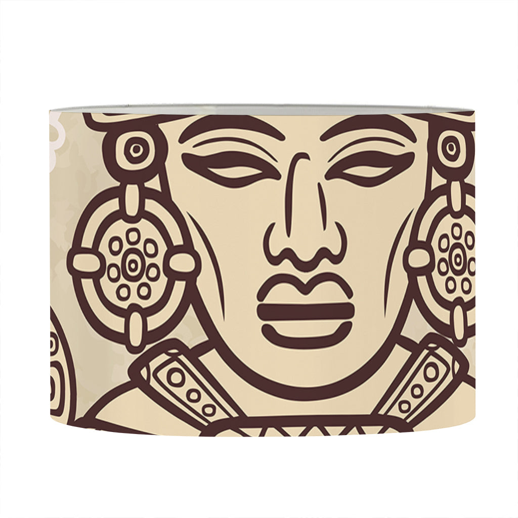 Ancient Mayan Statue Print Drum Lamp Shade