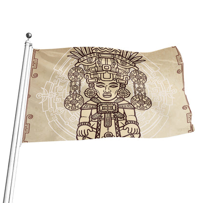 Ancient Mayan Statue Print Flag