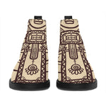 Ancient Mayan Statue Print Flat Ankle Boots