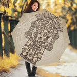 Ancient Mayan Statue Print Foldable Umbrella