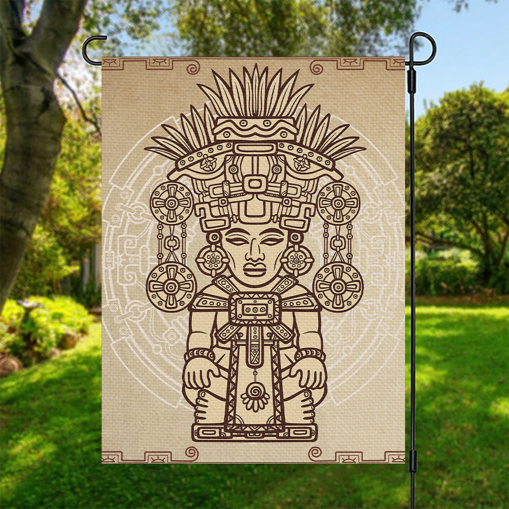 Ancient Mayan Statue Print Garden Flag
