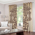 Ancient Mayan Statue Print Grommet Curtains