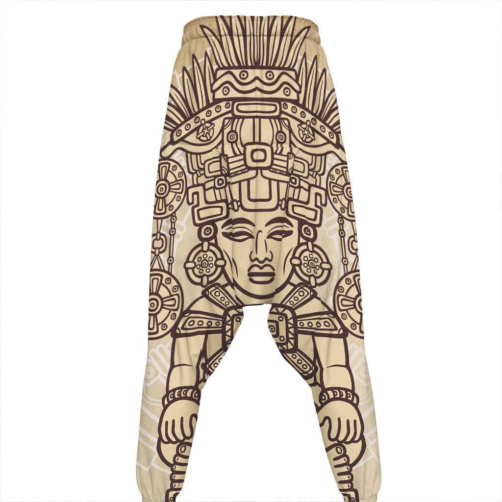 Ancient Mayan Statue Print Hammer Pants