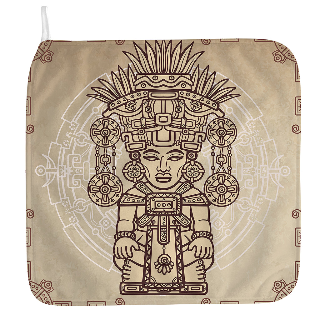 Ancient Mayan Statue Print Hand Towel