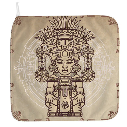 Ancient Mayan Statue Print Hand Towel