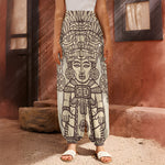 Ancient Mayan Statue Print Harem Pants