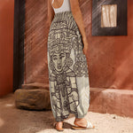Ancient Mayan Statue Print Harem Pants
