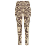 Ancient Mayan Statue Print High-Waisted Pocket Leggings