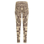 Ancient Mayan Statue Print High-Waisted Pocket Leggings