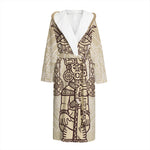 Ancient Mayan Statue Print Hooded Bathrobe