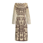 Ancient Mayan Statue Print Hooded Bathrobe