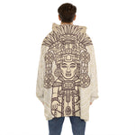 Ancient Mayan Statue Print Hoodie Blanket