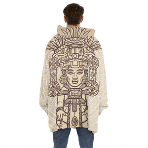 Ancient Mayan Statue Print Hoodie Blanket