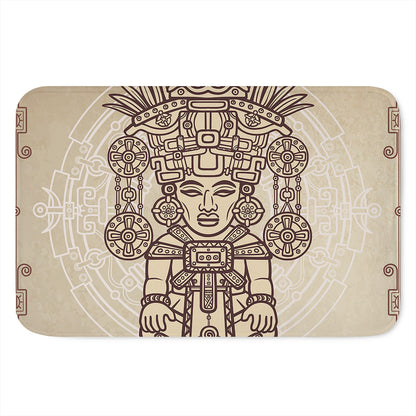 Ancient Mayan Statue Print Indoor Door Mat