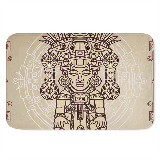 Ancient Mayan Statue Print Indoor Door Mat
