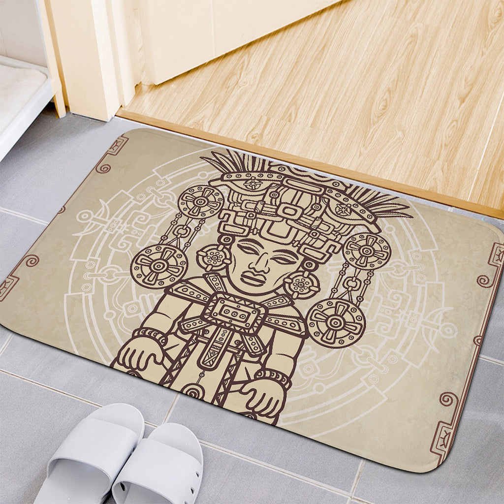 Ancient Mayan Statue Print Indoor Door Mat