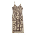 Ancient Mayan Statue Print Jersey Midi Cami Dress