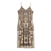 Ancient Mayan Statue Print Jersey Midi Cami Dress