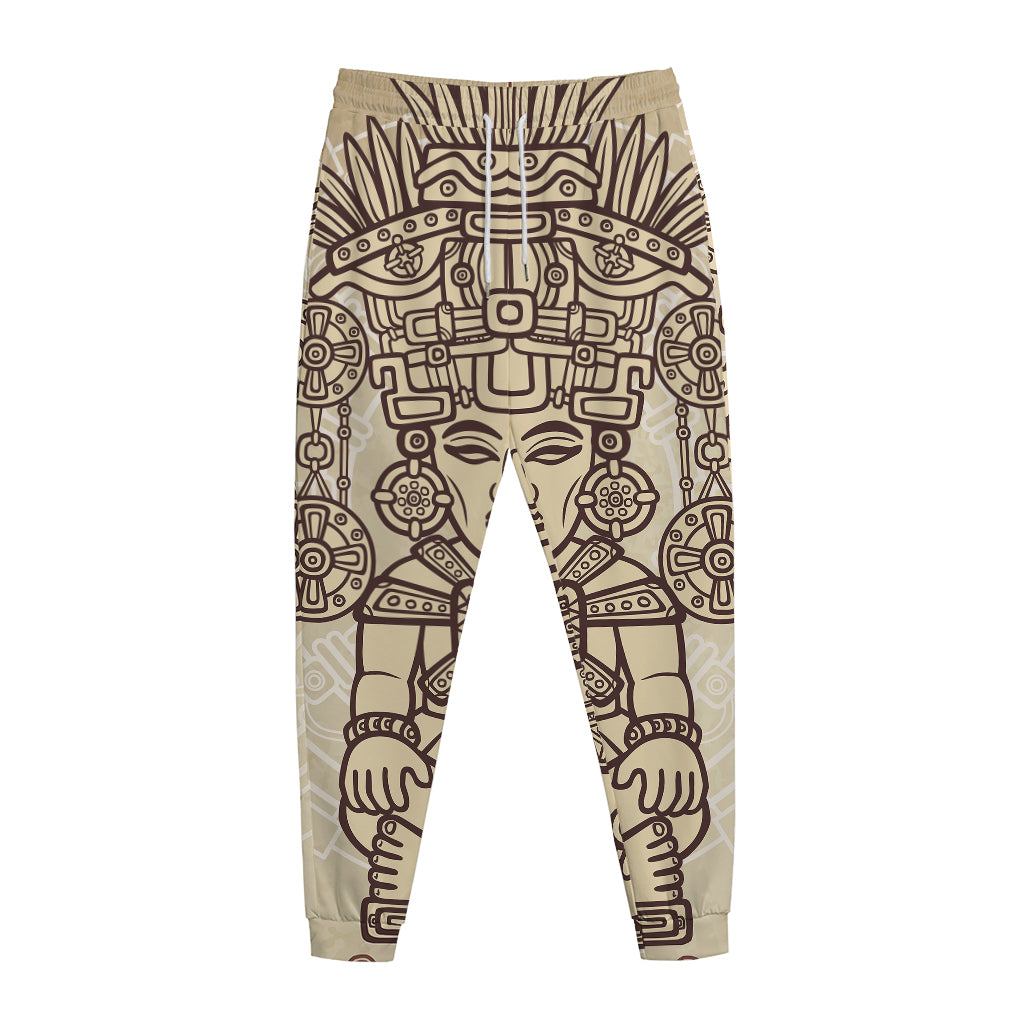 Ancient Mayan Statue Print Jogger Pants