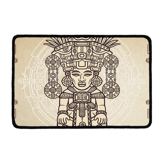 Ancient Mayan Statue Print Kitchen Mat
