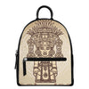 Ancient Mayan Statue Print Leather Backpack