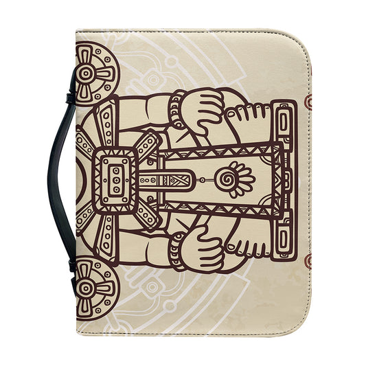 Ancient Mayan Statue Print Leather Bible Cover