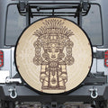 Ancient Mayan Statue Print Leather Spare Tire Cover