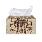 Ancient Mayan Statue Print Leather Tissue Box Cover